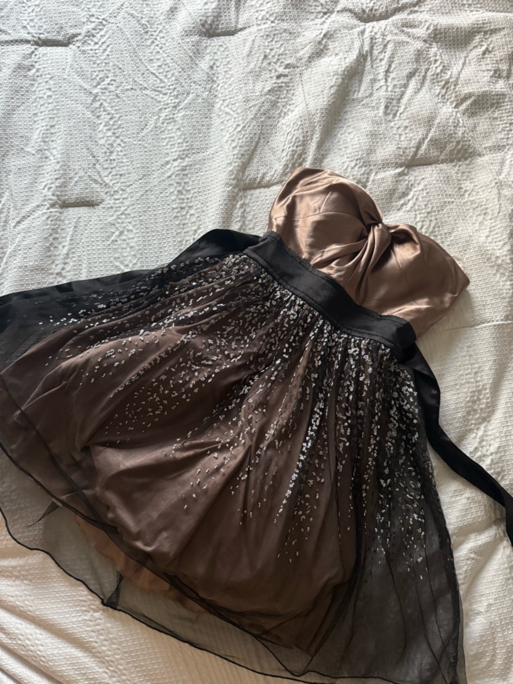 Teeze Me Brown Satin Elastic Waist Skirt